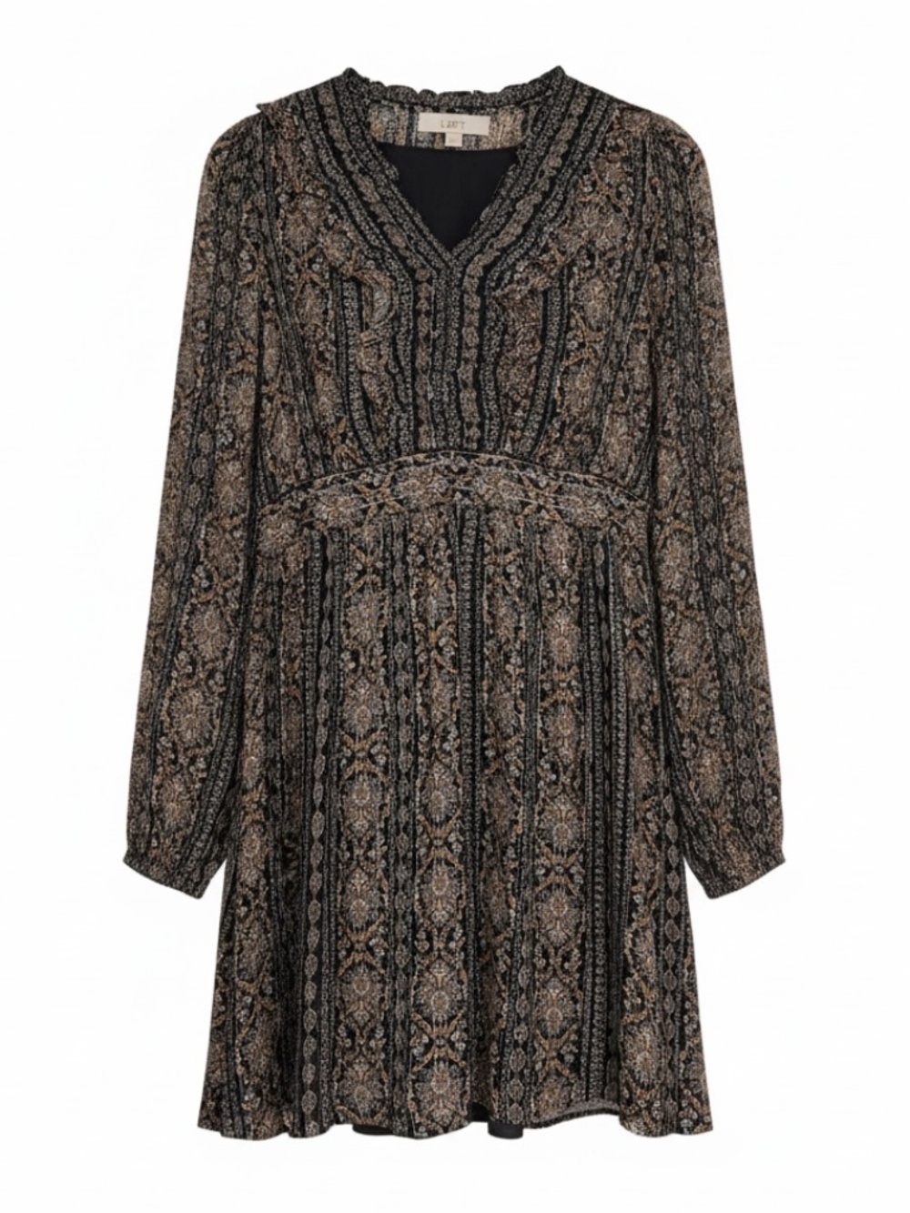 NWT - LOFT Boho Paisley Mini Dress Long Sleeve V-Neck Empire Waist Flowy 8